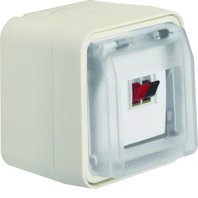 W.1 Toma de altavoz individual con tapa, completa IP55, blanco