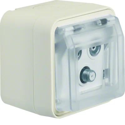 W.1 Toma de antena terminal R+TV+SAT con tapa, completa IP55, blanco