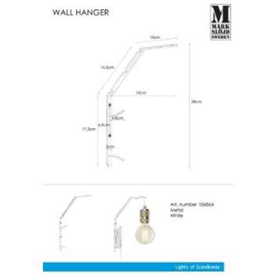WALL HANGER Lamp holder white