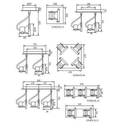 Wand- und Deckenleuchte SONDA EL-4L
