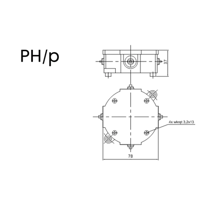 Wandgehäuse PH/p ohne Einsatz 85x85x40mm IP44 weiß