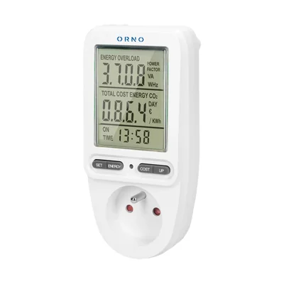 Wattmetro, calcolatore di energia con display LCD, bianco