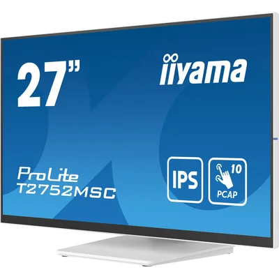 Weißer iiyama ProLite T2752MSC-W1 27" IPS LED-Touchmonitor /HDMI, DisplayPort / Lautsprecher, Nano-Beschichtung