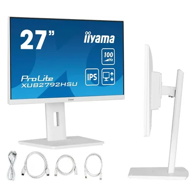 Weißer Monitor iiyama ProLite XUB2792HSU-W6 27" IPS LED 100Hz 0,4ms /HDMI, DisplayPort, USB-Hub / Flimmerfrei