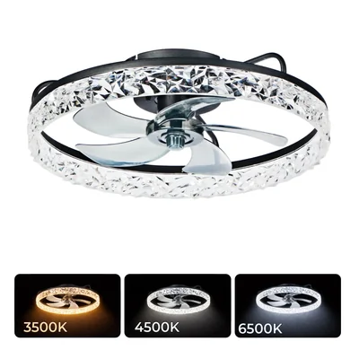 Wentylator sufitowy LED VIAGO 20W+15W 2000lm z pilotem cichy czarny
