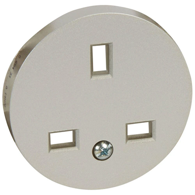 White electrical socket badge