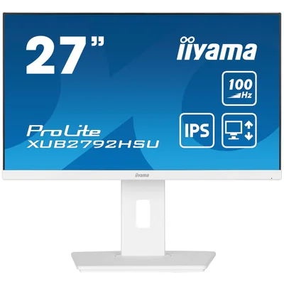White Monitor iiyama ProLite XUB2792HSU-W6 27" IPS LED 100Hz 0.4ms /HDMI, DisplayPort, USB hub/ FlickerFree