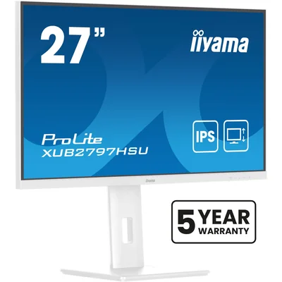 White monitor iiyama ProLite XUB2797HSU-W2 27" IPS LED 1ms 100Hz /HDMI DP/ FlickerFree AdaptiveSync