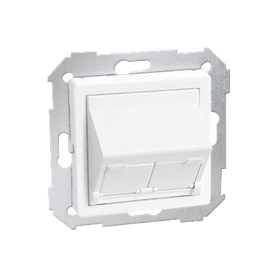 White RJ45 x2 socket cover