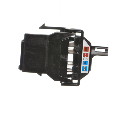 Wkład gniazda komputerowego RJ45 kategoria 6 nieekranowany (UTP) czarny
