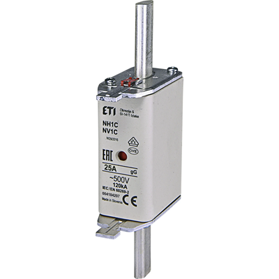 Wkładka topikowa przemysłowa zwłoczna KOMBI NH1C gG 25A/500V