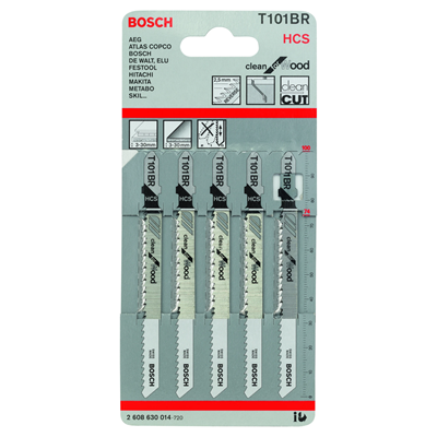 Wood saw blade for jigsaws T 101 BR HCS CLEAN 5 pcs