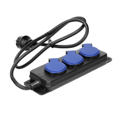 Workshop extension cord splashproof 3 sockets 3x1.5mm2 IP44 5m