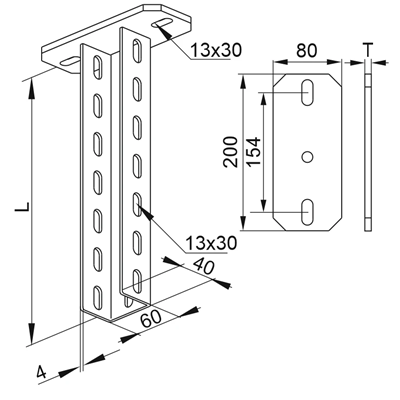 Wspornik sufitowy długość 1000mm