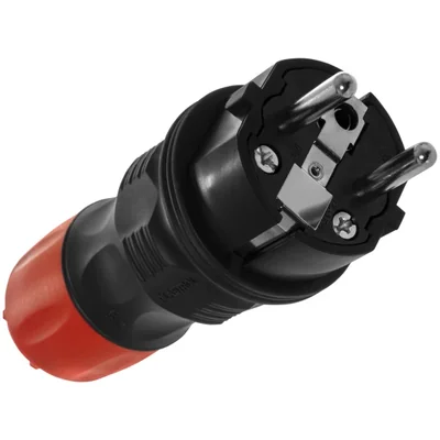 WT-54 Straight removable plug Uni Schuko EXTREM 2p+Z, 16A; IP 54; black and red