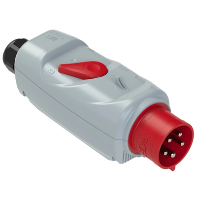 Wtyczka CEE zwrotnica faz z ochroną silnika PKZM0 32A 3P+Z+N 400V 50/60Hz 6h IP44 (zakres ustawień: 4-6,3A, dławica kablowa: M32)