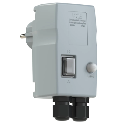 Wtyczka jednofazowa z ochroną silnika (sterowanie ręczne -automatyczne lub 0-1) 16A 230V 50/60Hz IP44 (zakres ustawień: 5,0A; dławica kablowa: 2xM16 (5-10mm)