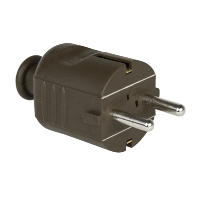 Wtyczka przenośna prosta schuko 16A 2P+Z 230V IP20 brązowa