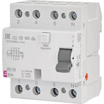 Wyłącznik ochronny różnicowoprądowy EFI-P4 415V 63/0,03A