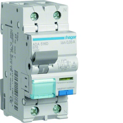 Wyłącznik różnicowoprądowy z członem nadprądowym 1P+N 10kA B 16A/30mA Typ A RCBO