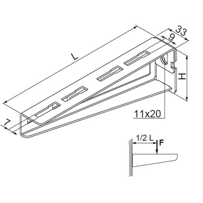 Wysięgnik wzmocniony WW/WWSR50 65x47mm