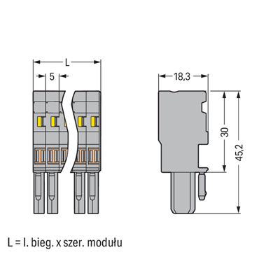 X-COM 1-wire 1-pole gray socket