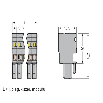 X-COM socket 1-wire 6-pin gray