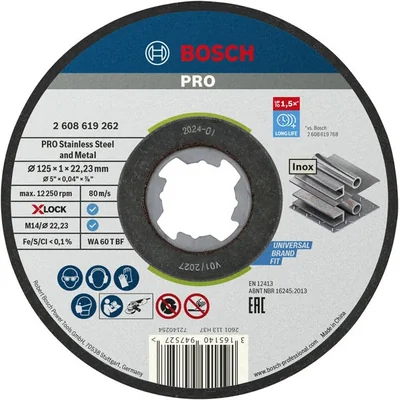 X-LOCK Standard per acciaio inox 125x1x22,23mm per taglio dritto 125 x 1 x 22,23 mm