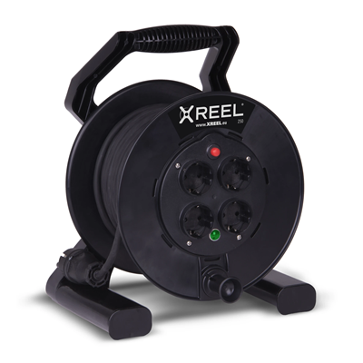 XREEL Carrete alargador 4 tomas 40m H05RR-F 3x1,5 IP20 tapón de goma negro