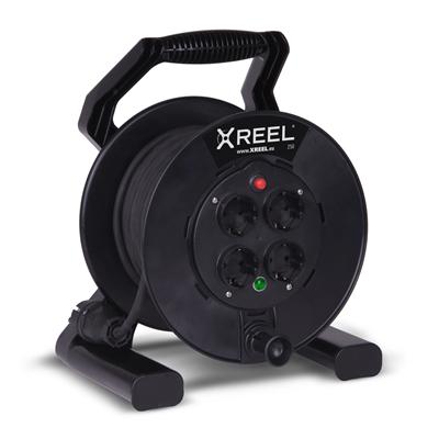 XREEL Carrete alargador 4 tomas 50m H05RR-F 3x1,5 IP20 tapón de goma negro