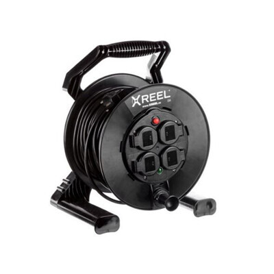 XREEL Cavo prolunga Reel 4 prese 30m H05RR-F 3x1,5 IP54 nero