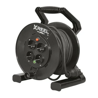 XREEL Подовжувач 4 гнізда 40м H05RR-F 3x2,5 IP20 гумова вилка чорний
