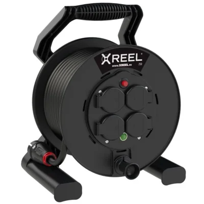 XREEL Przedłużacz bębnowy 4 gniazda 20m H05RR-F 3x1,5 IP44 czarny