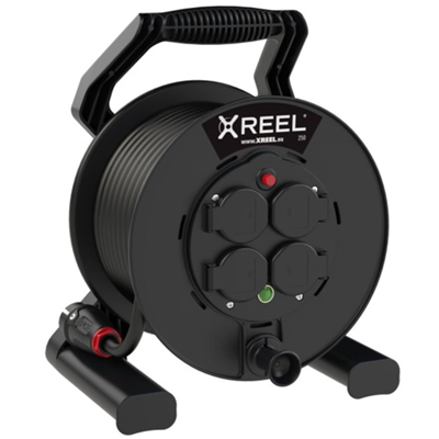 XREEL Przedłużacz bębnowy 4 gniazda 50m H05RR-F 3x1,5 IP54 czarny