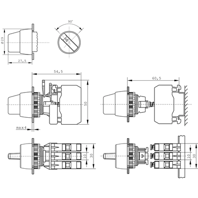 Yellow two-position twist switch
