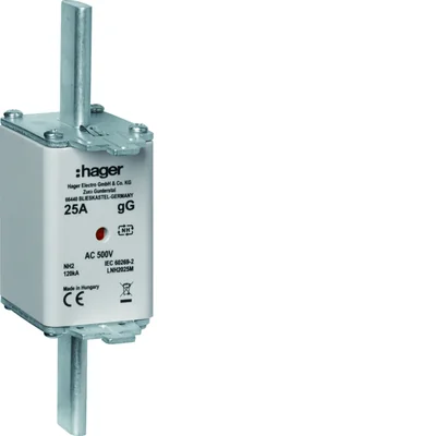 Запобіжник ножовий NH2C gG з центральним індикатором 25A 500V