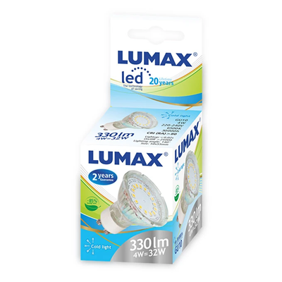 Żarówka LED MR16 GU10 4W 330lm 6000K CW 140° 230V