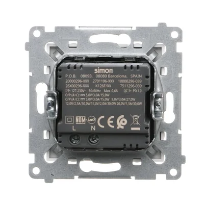 Зарядний пристрій Simon 54 WMDZ-EC2CAQ-011 USB C+A (модуль), 30 Вт, 230 В; білий