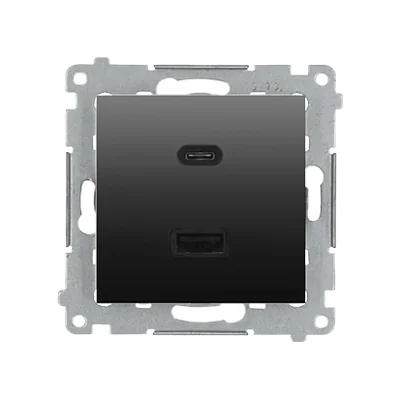 Зарядний пристрій Simon 54 WMDZ-EC2CAx-048 2xUSB C+A Quick Charge 5/9/12V (модуль), 3.1 A, 5V DC, 230V; антрацит. Заміна, що закінчилася з виробництва: DEC2CAQ.01/48.
