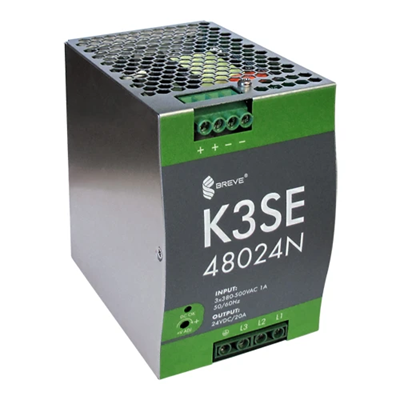 Zasilacz impulsowy stabilizowany K3SE 48024 480W 3x400VAC 24VDC 20A z zabezpieczeniem i regulacją napięcia IP20 TH-35