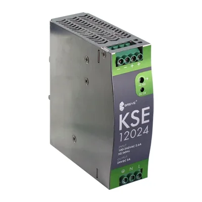 Zasilacz impulsowy stabilizowany KSE 12024M 120W 230VAC 24VDC 5A z zabezpieczeniem i regulacją napięcia IP20 TH-35