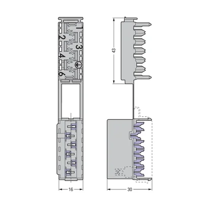 Zásuvka 6pólová 1,5mm² 5xL, 1xPE šedá