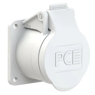 Zásuvka přímá 32A 2P+Z 24/42V DC 10h IP44/54 (příruba 55X55, rozteč otvorů 45X45), kontakty poniklované