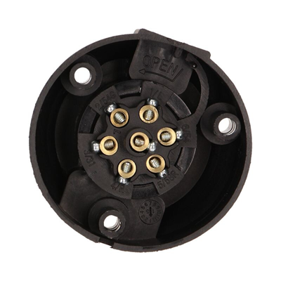Zásuvka pro přívěs na auto, plast, 7 pinů, 12/24V, černá