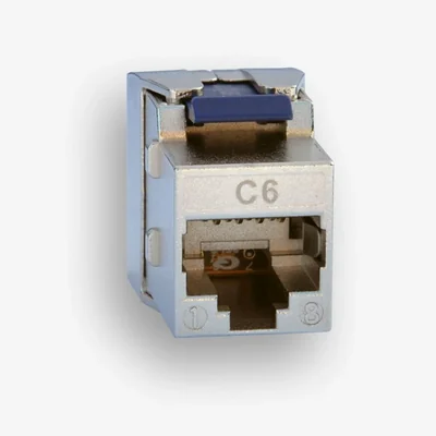 Zásuvka RJ45 STP 6, bez nářadí, štíhlá, stíněná, stříbrná