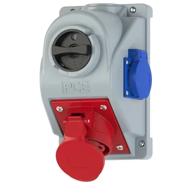 Zásuvka s vypínačem "COMBO-POL" IP44 32A 400V 3P+Z zásuvka 230V, vyp. 0-1