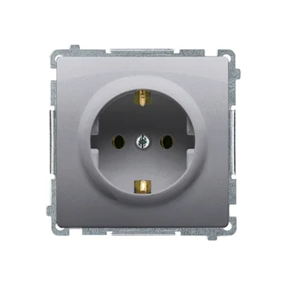 Zásuvka Schuko s uzemněním (modul), 230V, kovová nerezová ocel