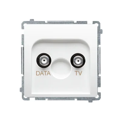 Zásuvka TV-DATA, dva výstupní porty typu "F" (modul), bílá