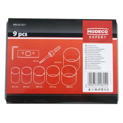 Zestaw wierteł koronowych 51-102mm pilot prowadzący typ puszkowy PVC box 8cz