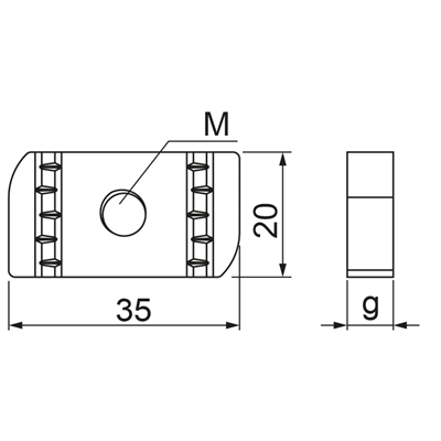 Zinc-plated rhombic nut, thread 12mm, thickness 9mm, length 35mm